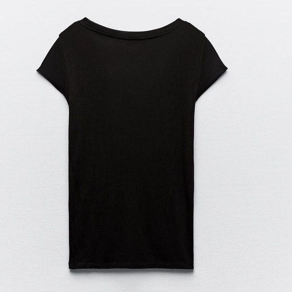 Zara round neck viscose shirt, black - Picture 6 of 8